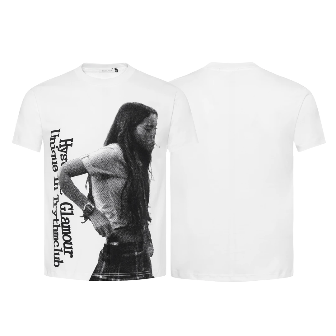 Wildkidz美式复古人像字母印花正肩T恤夏季小众街头短款短袖ins