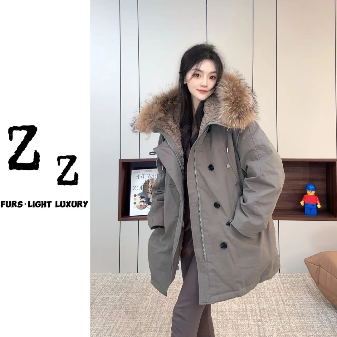 新款 2025 | DNGZ FURS 精致百搭白鸭绒 貉子毛领短款外套 -59010