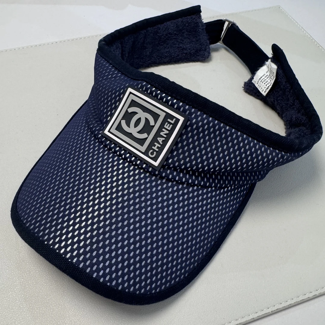 95新 Chanel/香奈儿 Chanel蓝色双c毛巾料帽子 RB7024075
