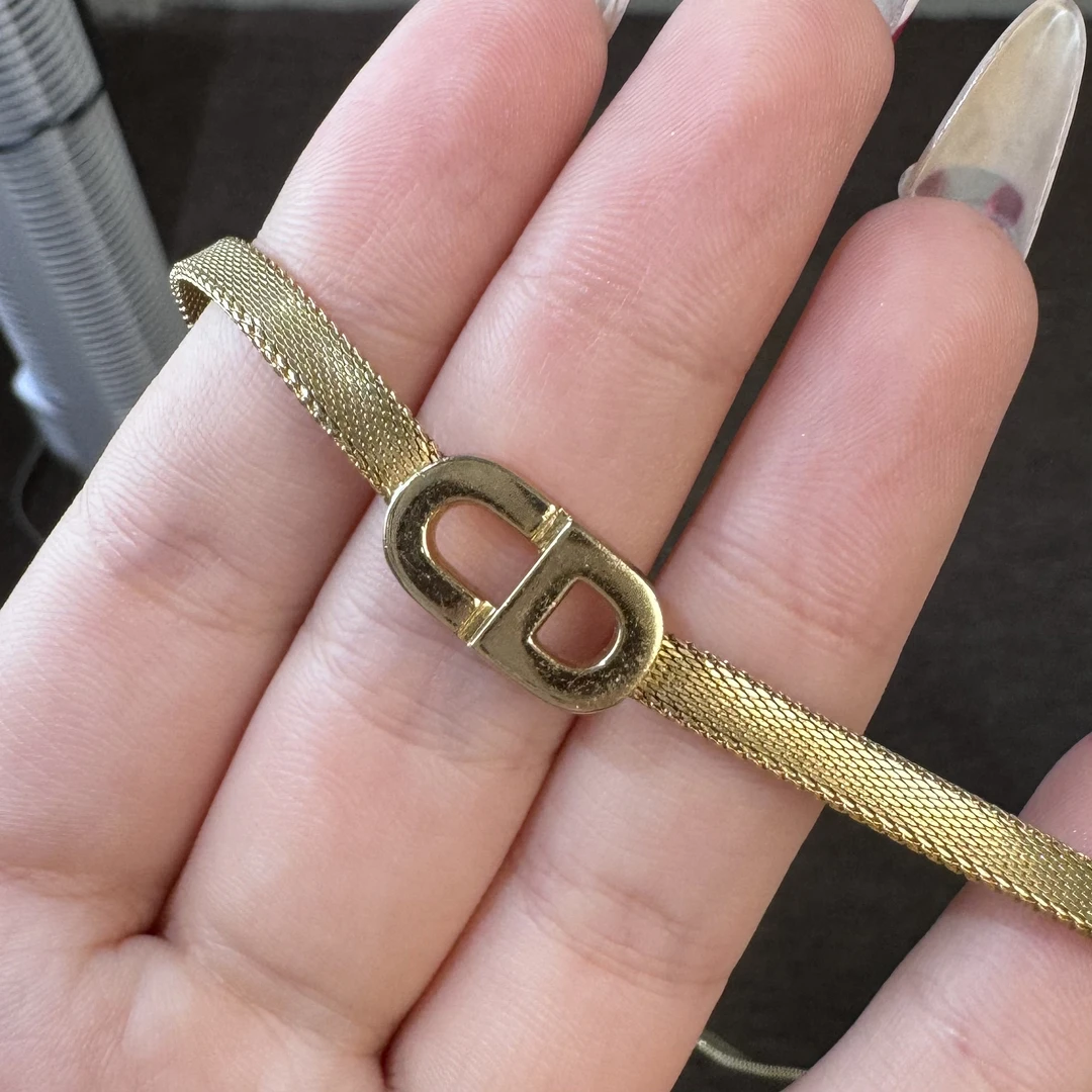 95新 DIOR/迪奥 Dior金色CD字母choker 2402111