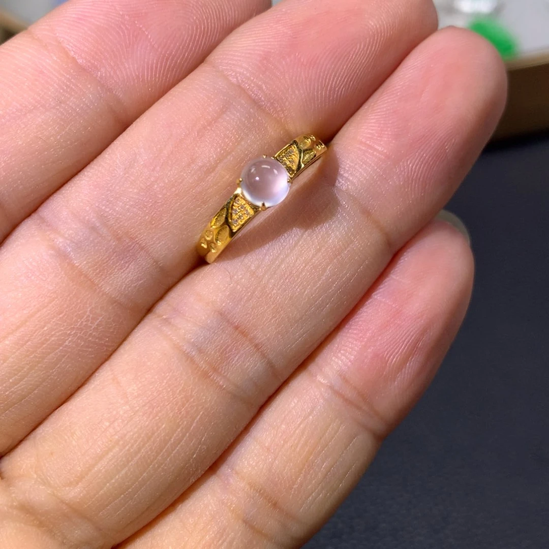 翡翠戒指18K金镶嵌翡翠
