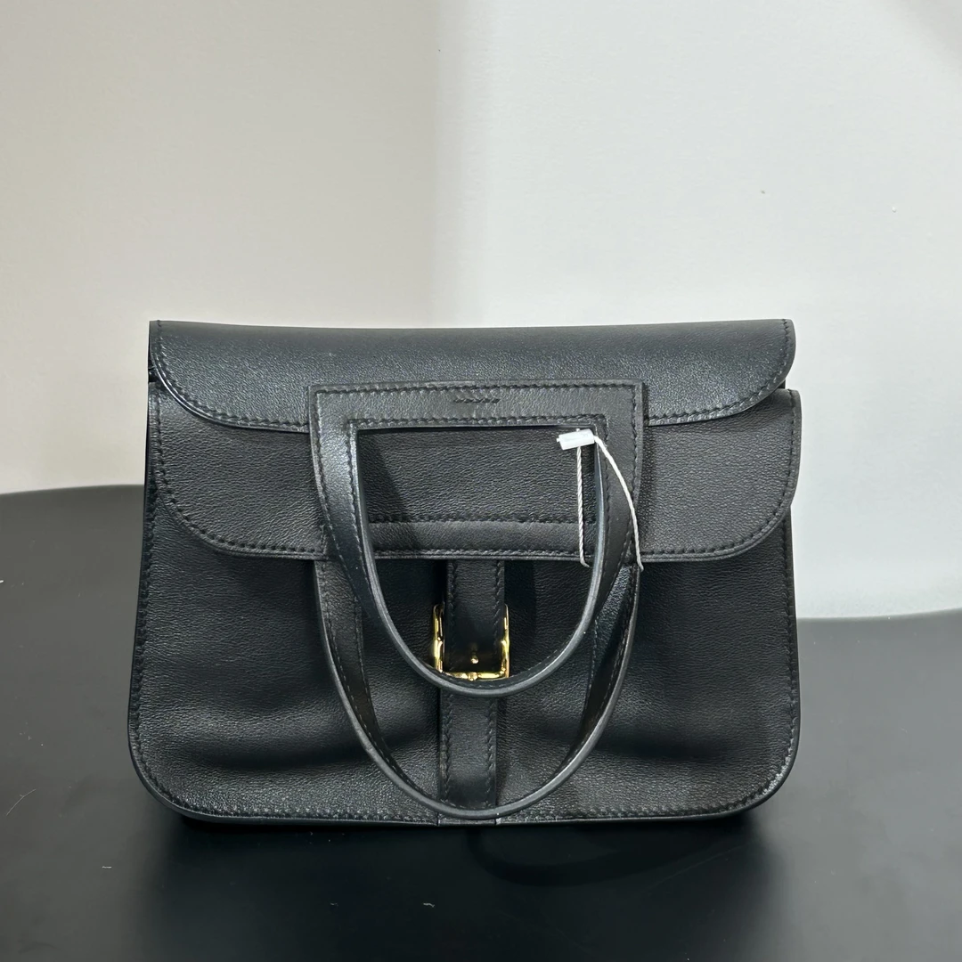 99新 Hermes/爱马仕 mini Halzan 黑金 S皮