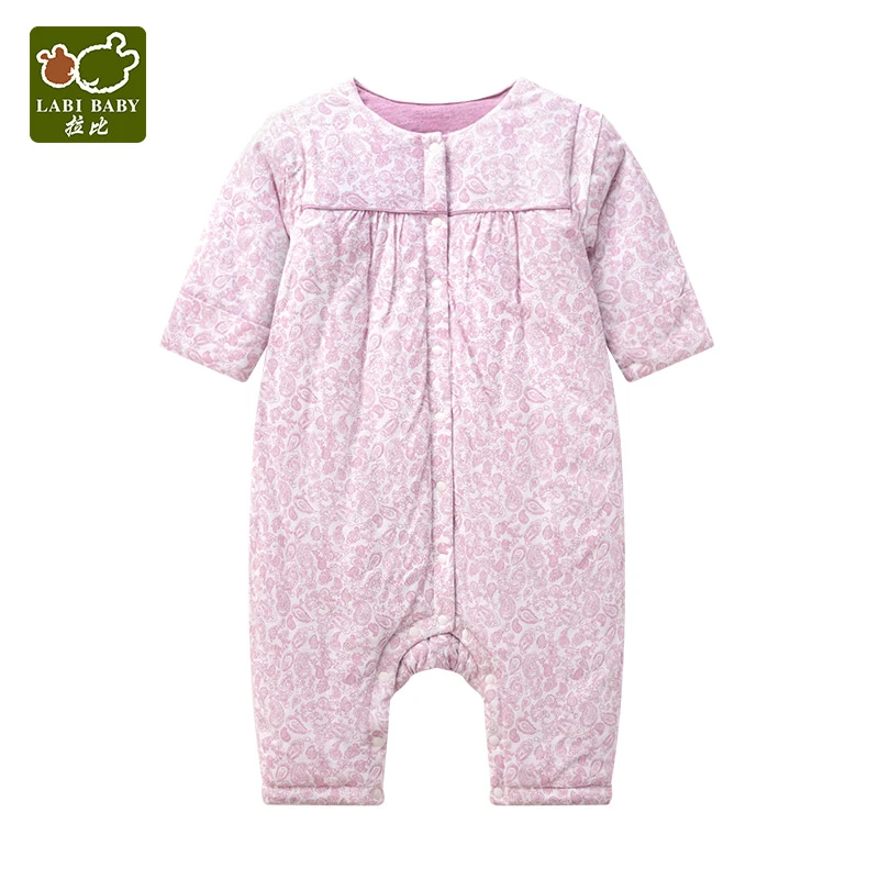 【专柜同款】拉比婴儿童连体睡袋秋冬季恒温睡眠神器双层加棉可拆袖