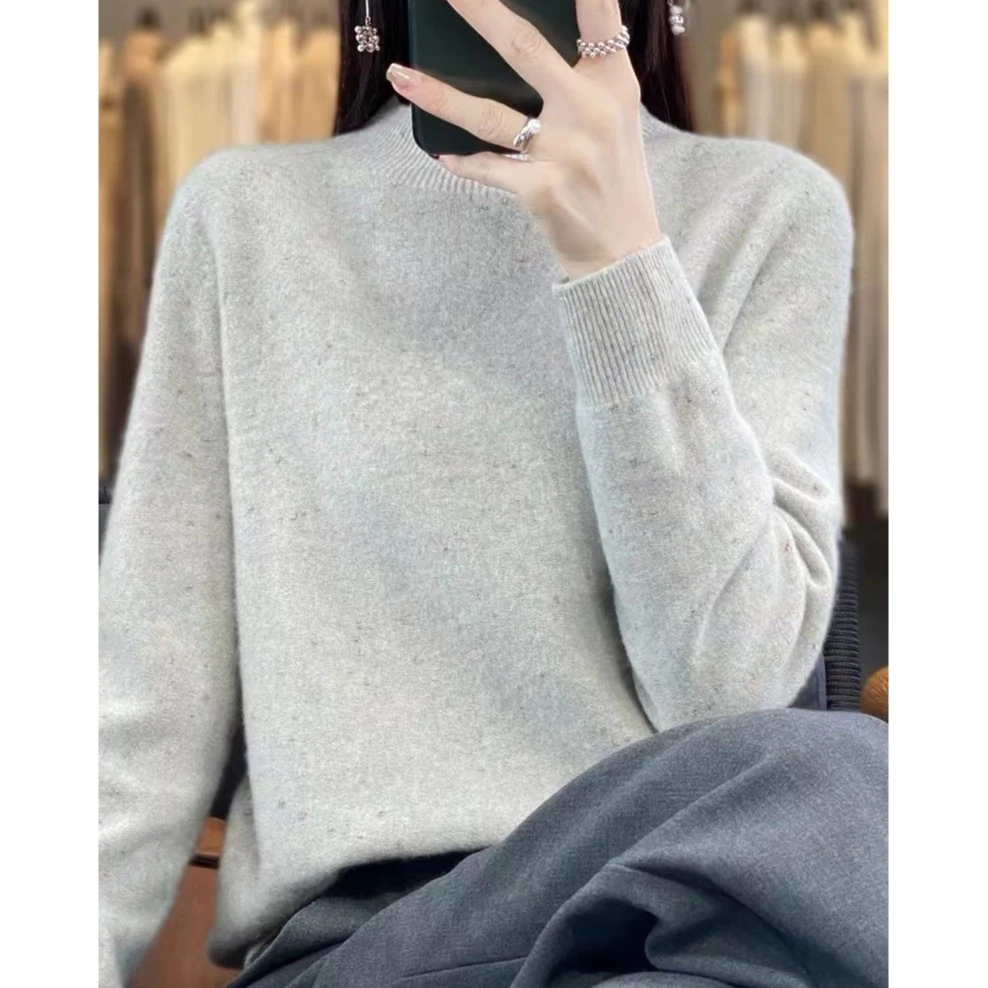 涵玖玥【100羊毛】满天星富贵领一线成衣金豆套头宽松上衣07-001