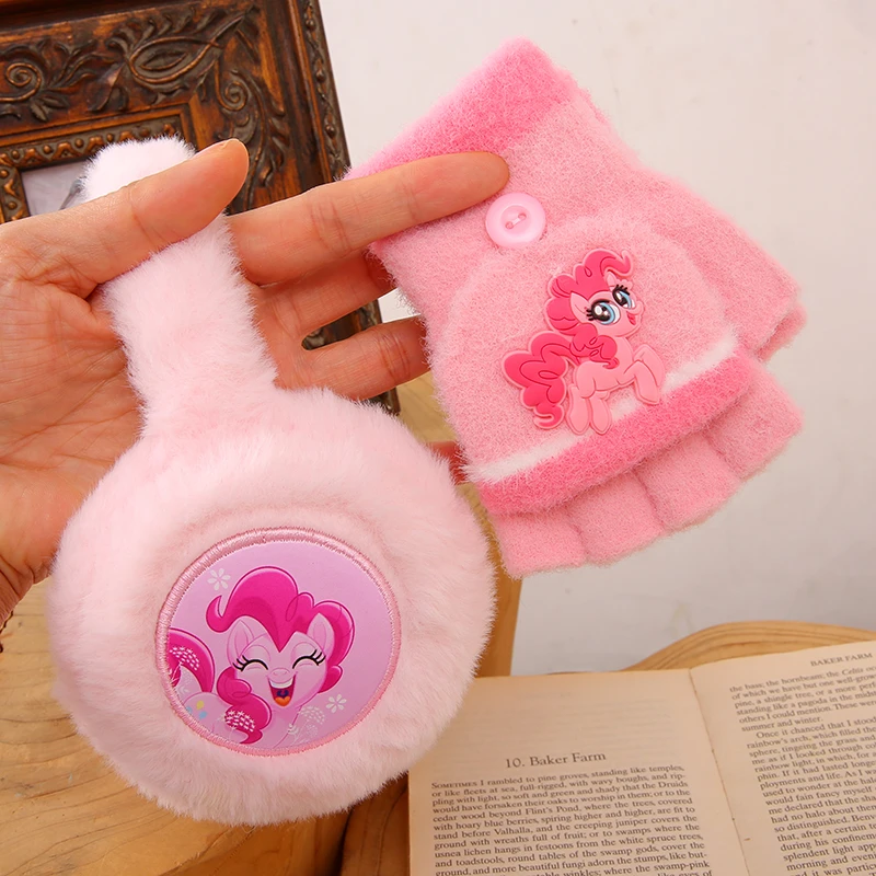 小马宝莉女童半指手套薄款保暖冬天室内写字防冻手小童女孩露五指