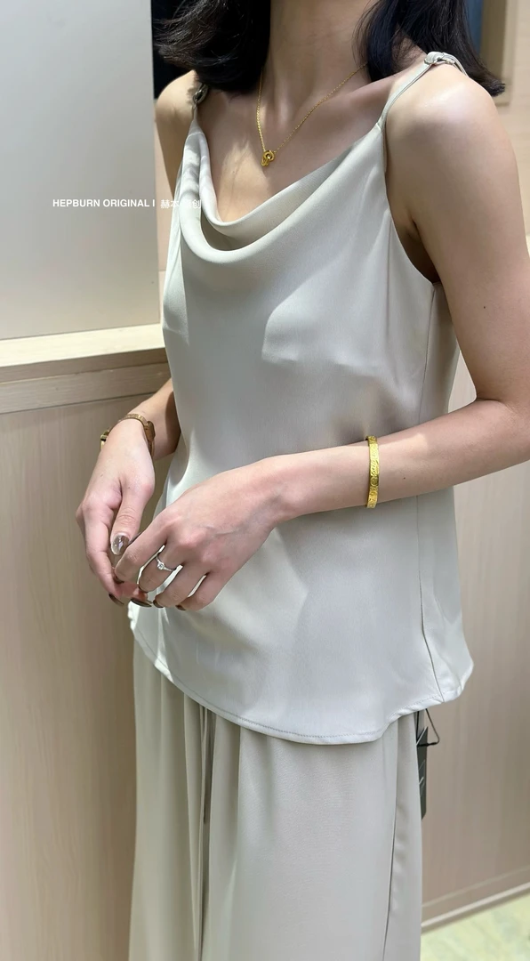 AMS/9837#夏季醋酸缎面小吊带背心女外穿宽松遮肚子宽松打底