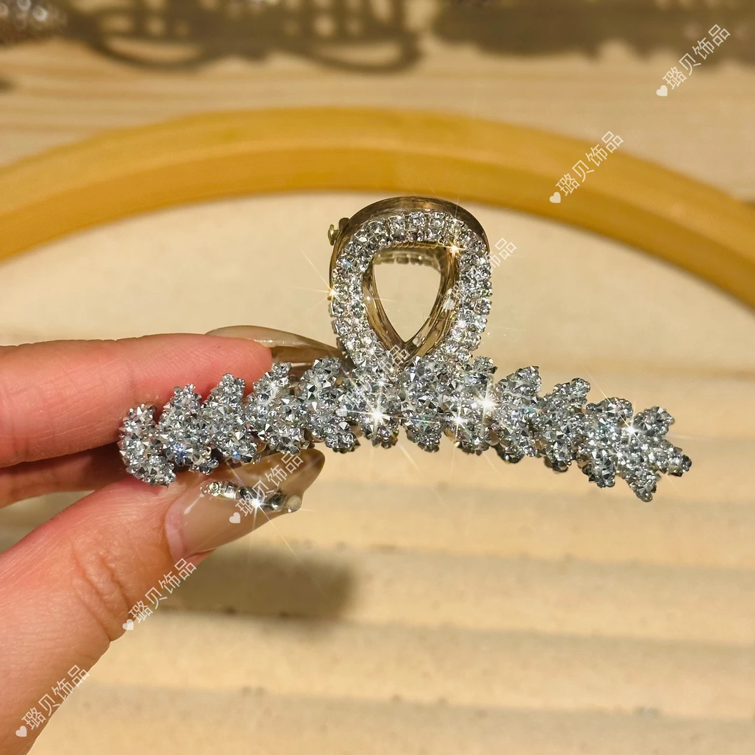 A22银色麦穗中号抓夹奢时尚气质百搭简约重工精致优雅韩版7cm