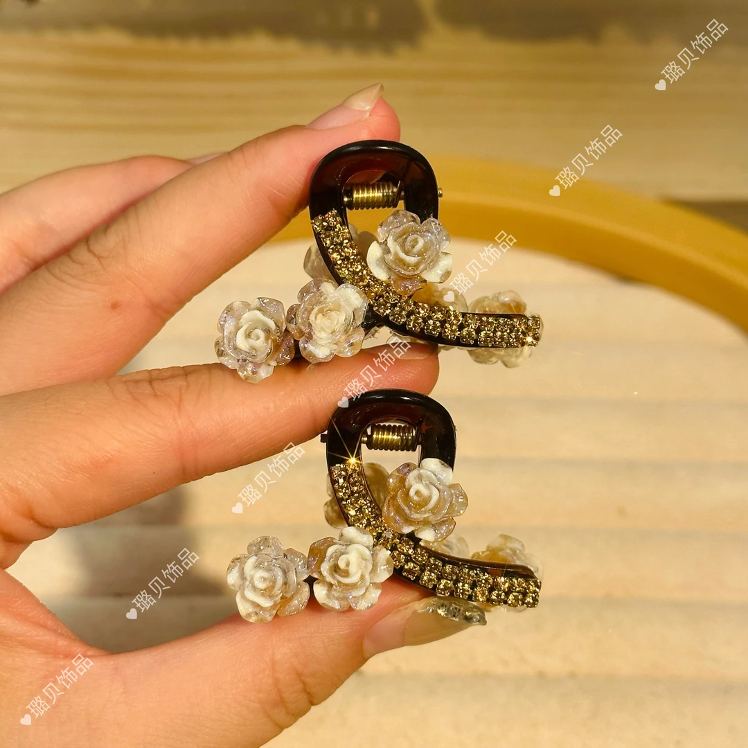 E54【2只装】4.5cm花花小刘海抓夹气质网红轻奢