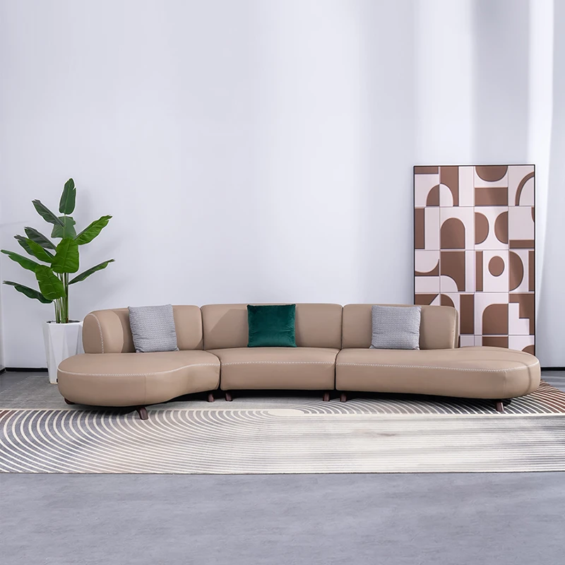DAWOOD大屋意式别墅轻奢巴斯特月亮沙发极简皮艺沙发H-SF2272-1