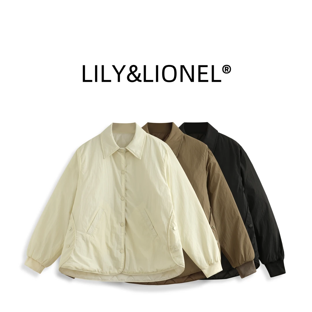 「衬衫领 小龟背棉服」内里绗棉工艺 秋冬韩版百搭保暖棉衣外套