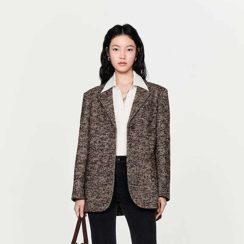 HPLY/荷比俪冬新宽松简约H型复古休闲女士西装外套HDD42520542