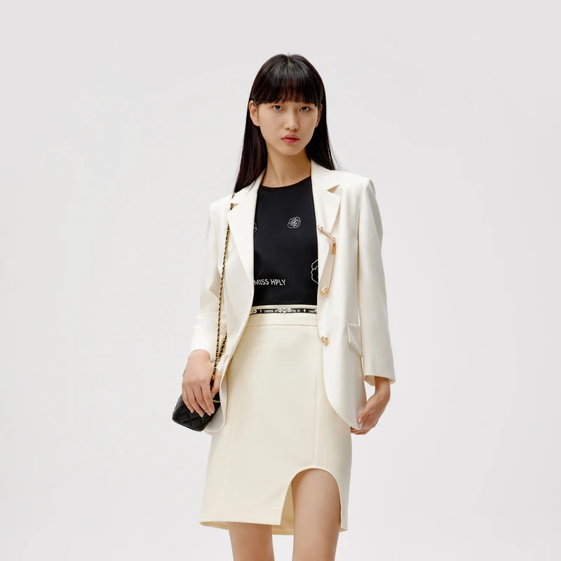 HPLY荷比俪金属珍珠串链西装外套女装HEC21520086上衣意式极简