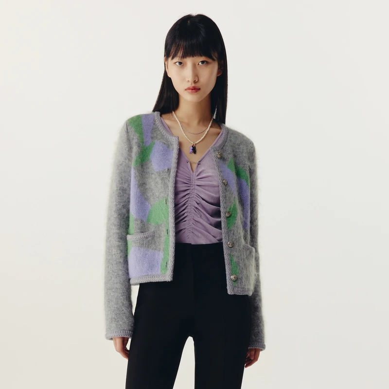 【商场同款】HPLY荷比俪女几何拼色兔子图案女针织衫HMD11650007