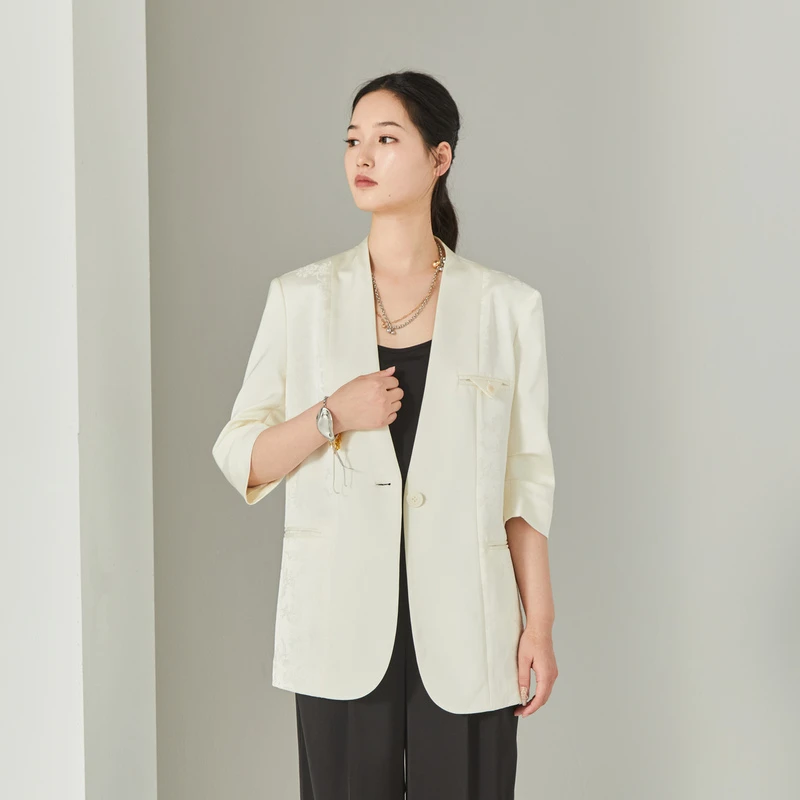 HPLY荷比俪新品夏季时尚设计感气质通勤上衣女外套HDE21520161