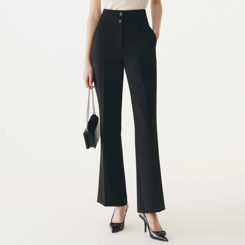 HPLY荷比俪秋季新款女老爹裤高腰微喇显瘦休闲裤HMC30410315