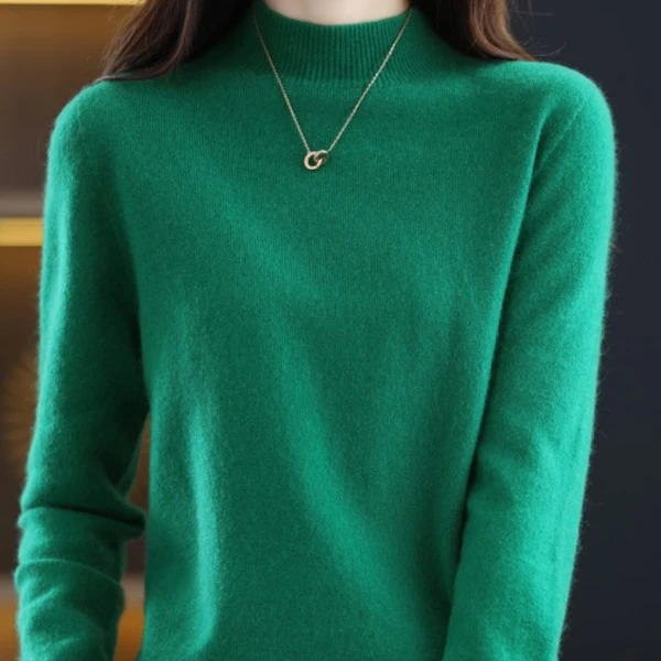 秋冬新款加厚半高领毛衣女套头内搭打底衫修身显瘦针织衫上衣春