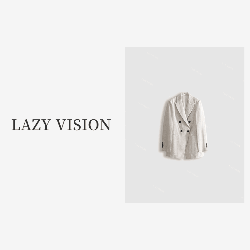 LAZYVISION极简风轻奢双排扣西服气质百搭修身西装ZMD-12837金贵
