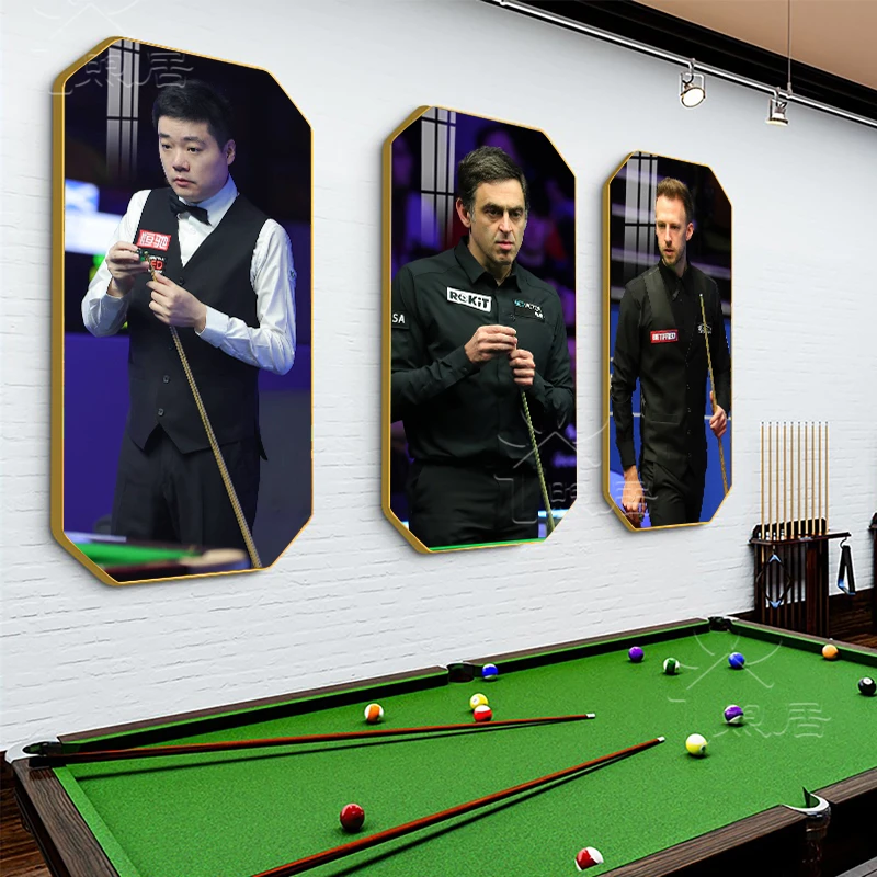 台球厅墙面装饰画俱乐部斯诺克丁俊晖潘晓婷挂画桌球室背景墙壁画