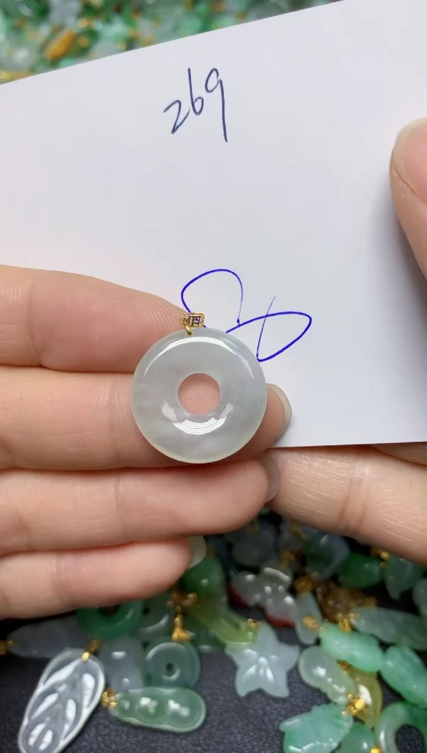 【闪购商品】翡翠挂件18K金镶嵌   天然翡翠A货