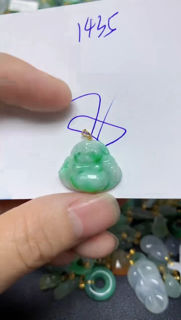 【闪购商品】翡翠挂件18K金镶嵌    天然翡翠A货