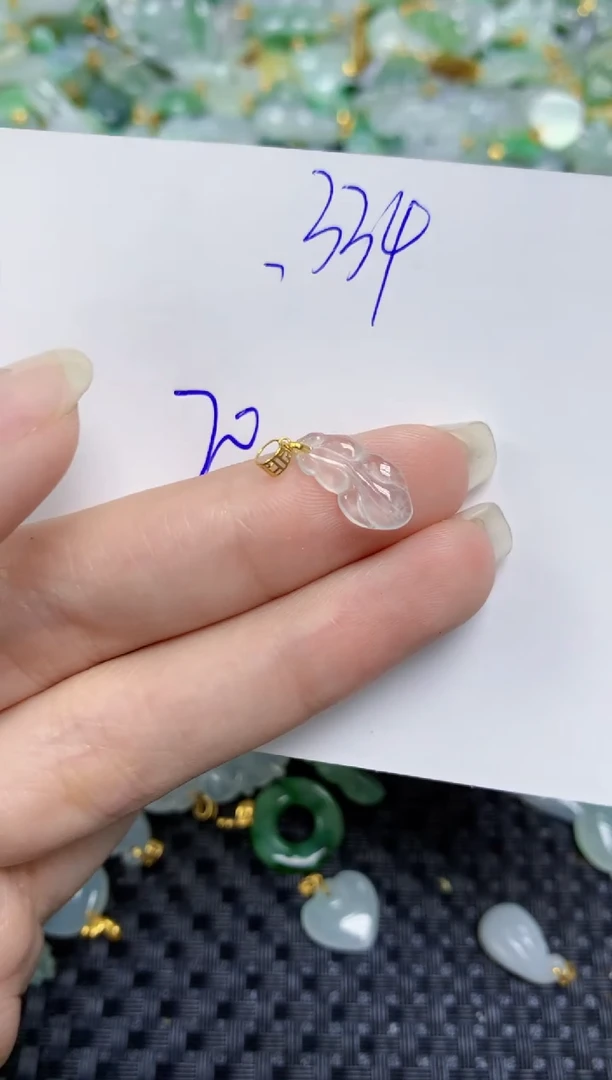 【闪购商品】翡翠挂件18K金镶嵌天然绚甸A货翡翠