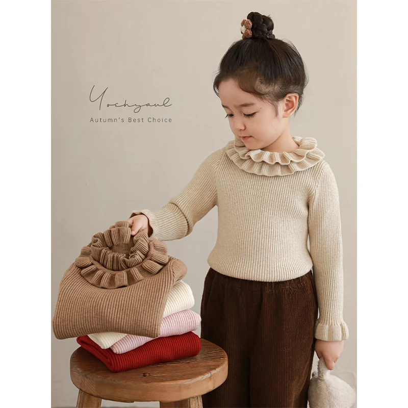 YOEHYAUL/幼悠幼悠冬一波【小小淑女】女童双层领口打底衫AB D3618