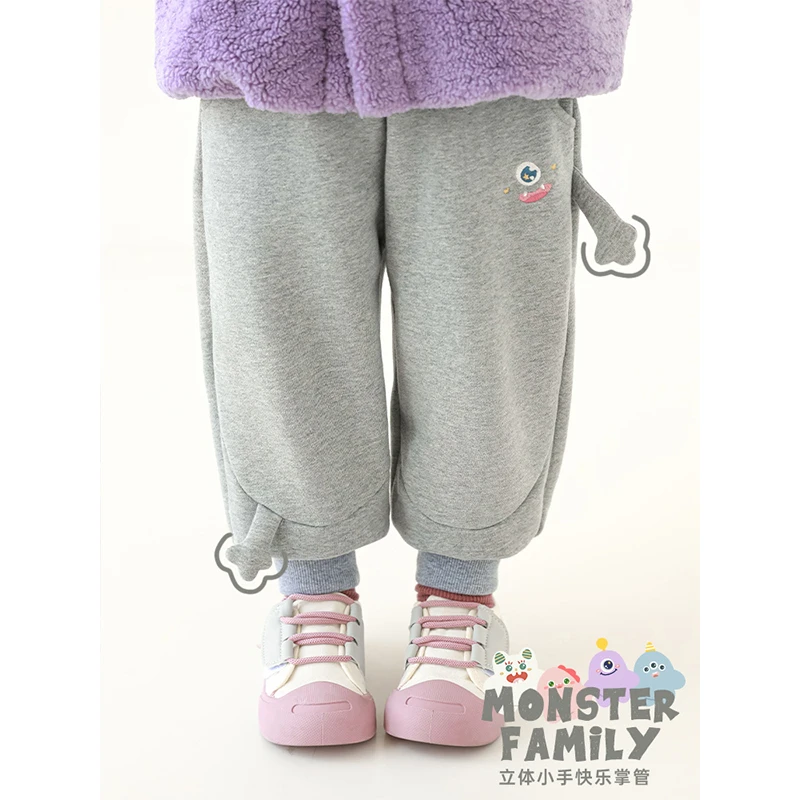 【达人专享】幼悠女童冬装洋气抓绒保暖休闲裤宝宝外穿裤子D4008