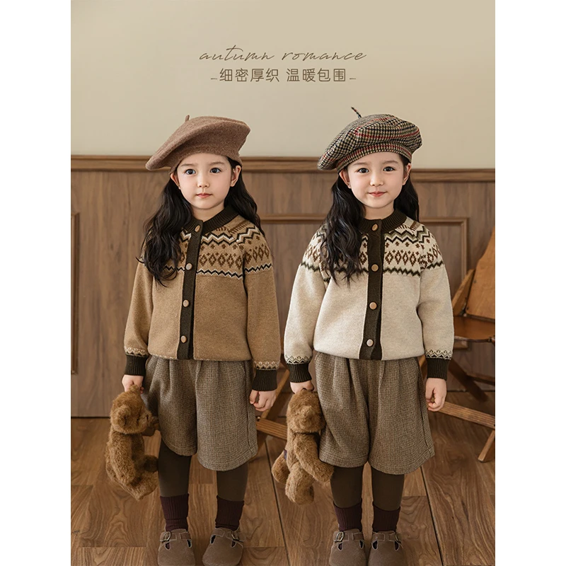 YOEHYAUL/幼悠【摩登时尚】幼悠秋三波女童春秋洋气毛衣开衫 GQ4160