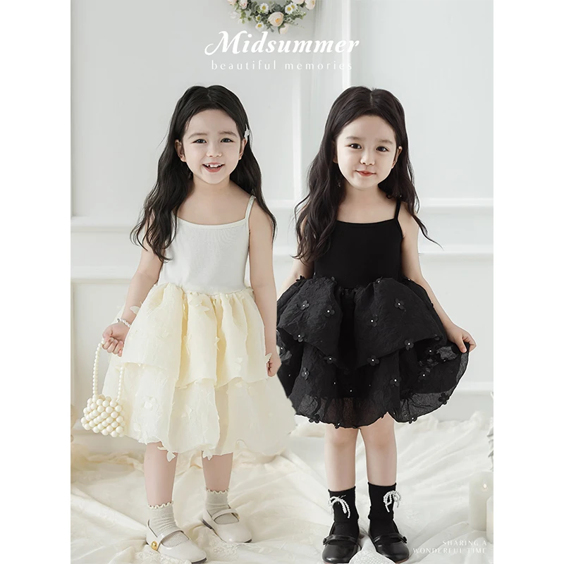 【清】幼悠女童夏五波时尚洋气甜美裙子童话公主吊带连衣裙潮LX0140