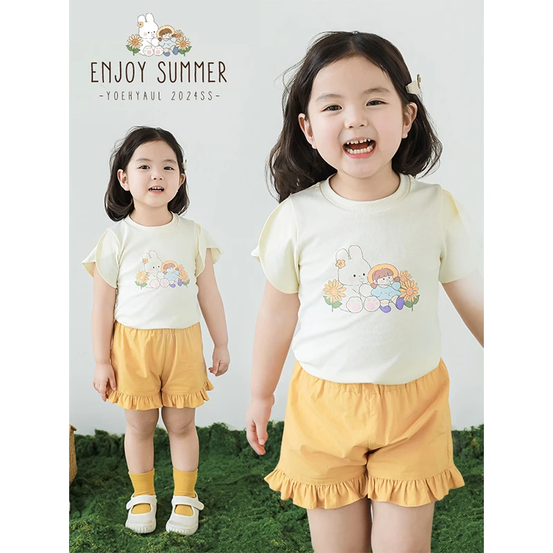 幼悠【甜妹安安】夏四波时尚洋气休闲百搭短袖女童潮流T恤 X4348