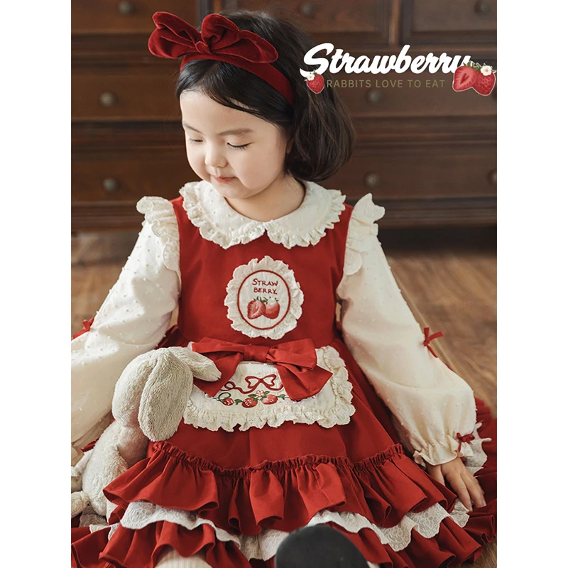 YOEHYAUL/幼悠幼悠秋三波【萌兔公主】女童秋款潮流连衣裙背带Q3544