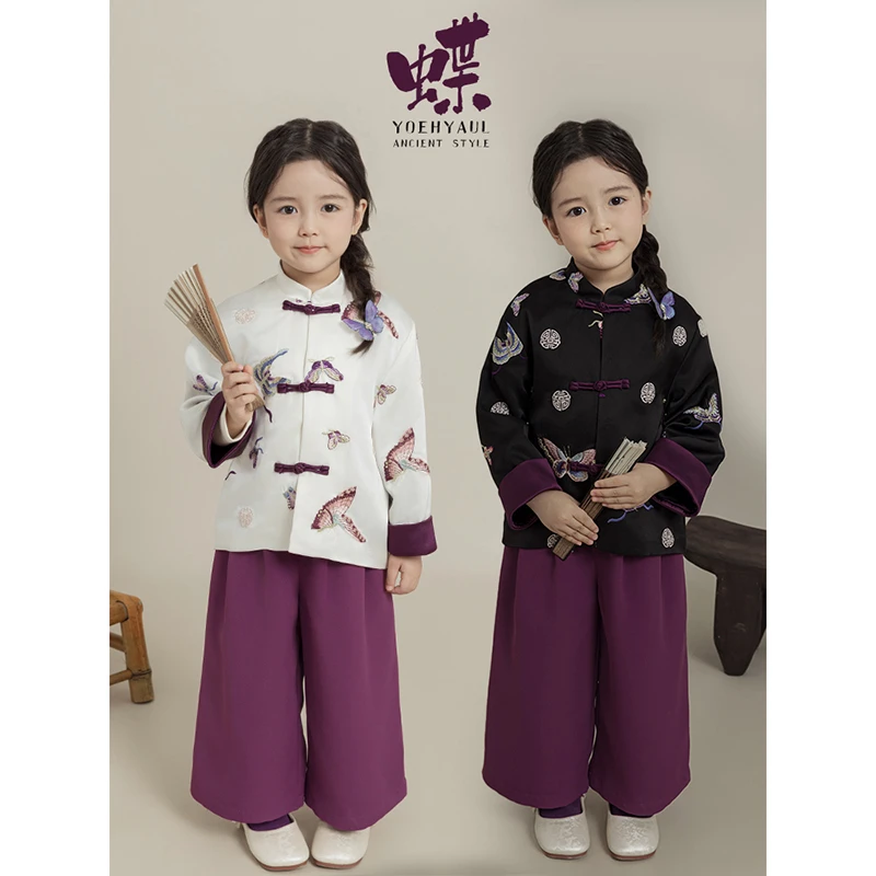 【清】幼悠秋一波春秋女童洋气时尚蝴蝶国风外套潮Q4106