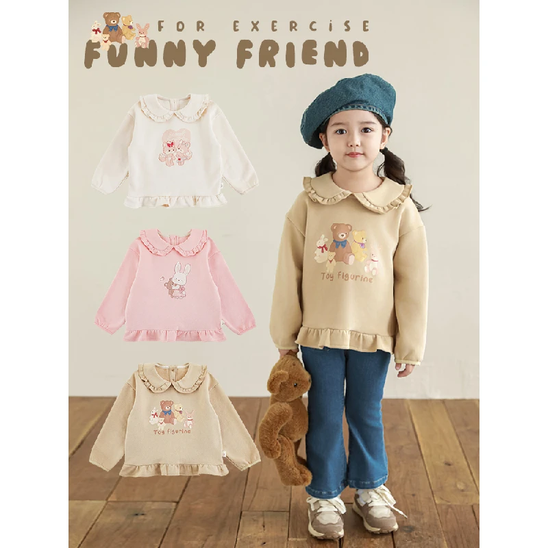 清 幼悠【萌宠卡通】秋三波春秋女童洋气翻领卫衣潮Q3437