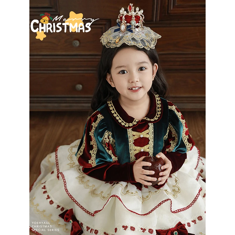 幼悠女童【高贵宫廷】圣诞系列宫廷风公主裙西方宫廷风连衣裙 D4045