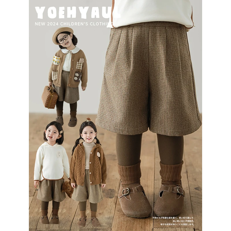 YOEHYAUL/幼悠幼悠秋三波春秋女童复古洋气百搭短裤潮汉服Q3450