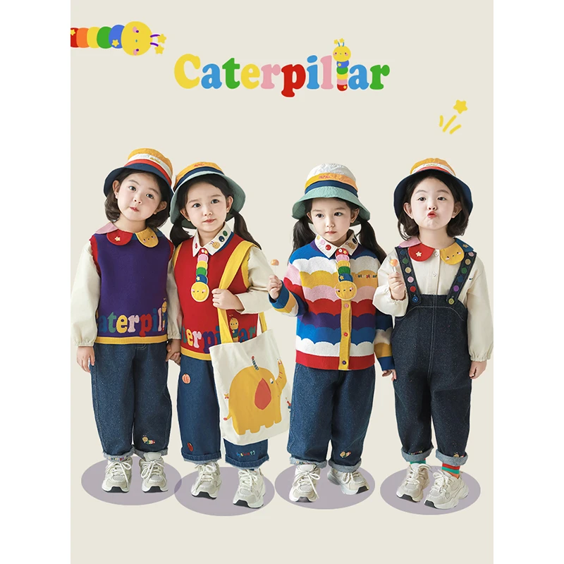 YOEHYAUL/幼悠幼悠 秋二波【缤纷虫虫】女童秋款舒适毛衣开衫 Q4014