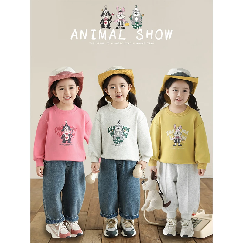 【2025年秋冬清】秋二波春秋女童百搭休闲卡通圆领印花卫衣Q3435