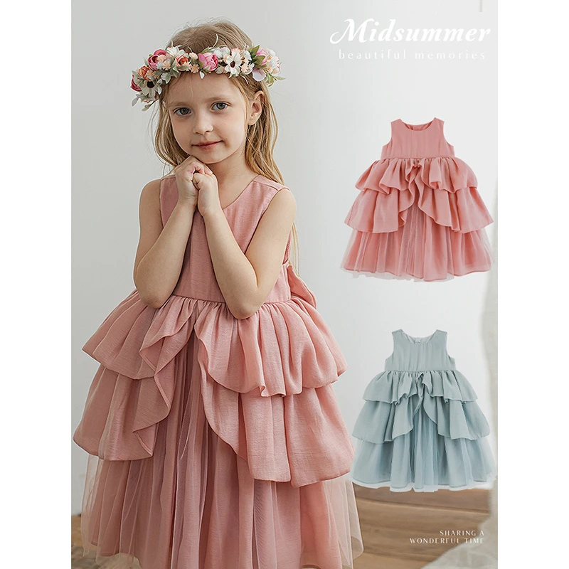 【清】幼悠夏五波清新柔软百搭薄款潮流复古女宝洋气连衣裙  LX0005