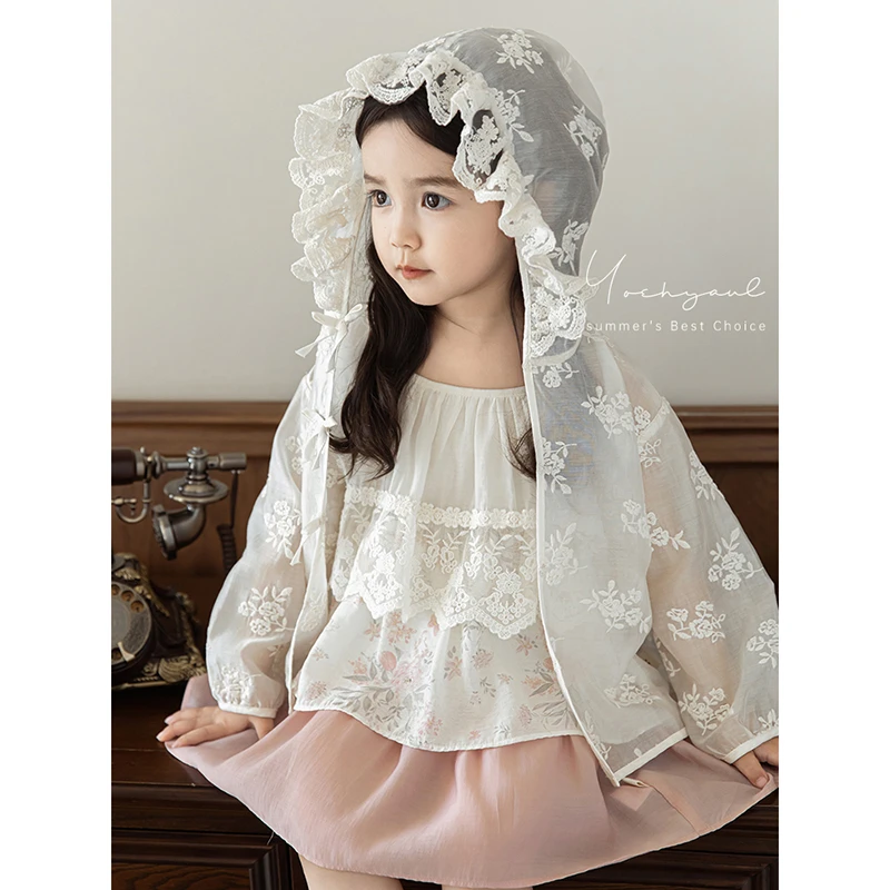 幼悠夏四波 女童夏季卡通碎花印花 儿童休闲百搭防晒服HX0033