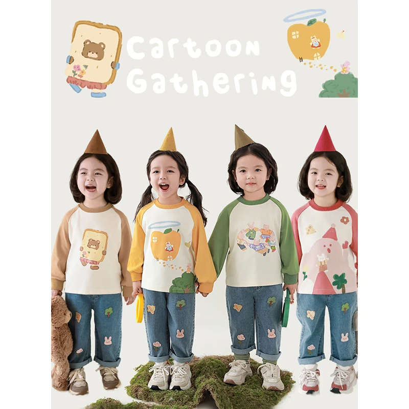 【现货3-6】幼悠幼悠女童秋一波春秋宝宝时尚卡通印花卫衣潮 WC0047