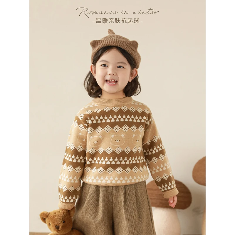 【2025年秋冬清】幼悠【萌萌熊崽】洋气亲肤女童秋冬毛衣 D3947