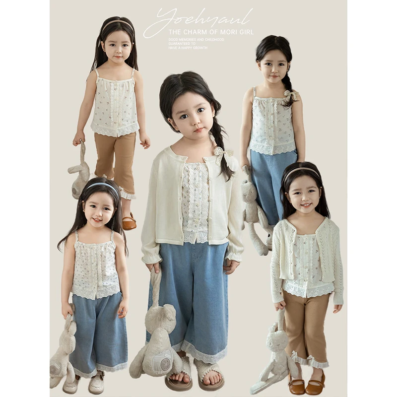 幼悠夏五波百搭薄款洋气潮流清新女童夏季洋气休闲风吊带  HX0023