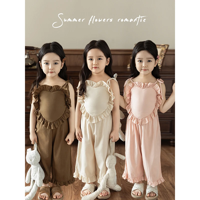 【2024夏款青】幼悠复古百搭夏季女孩薄款休闲清新套装    LX0179