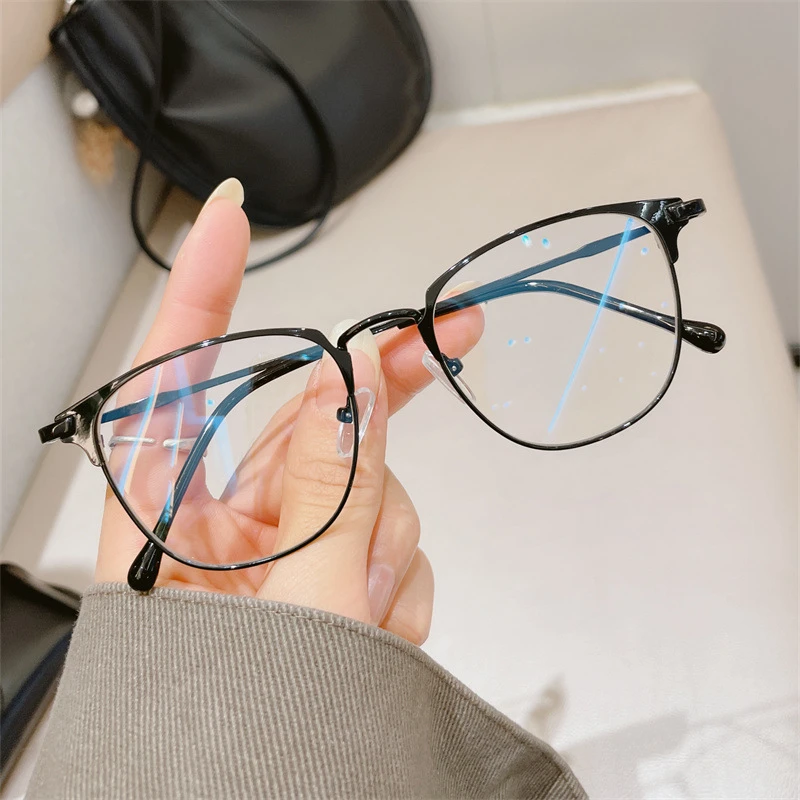 新款金丝圆框潮流复古大框男款眉毛架可配近视全框眼镜金属平光镜