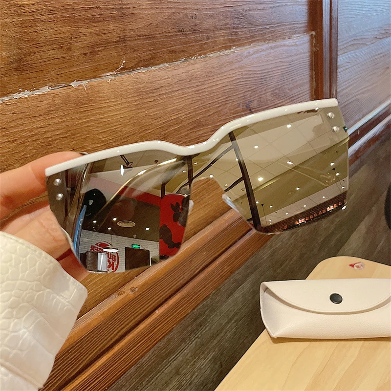 气质连体大框太阳镜欧美潮流一体侧面切边大框显瘦水银片墨镜网红