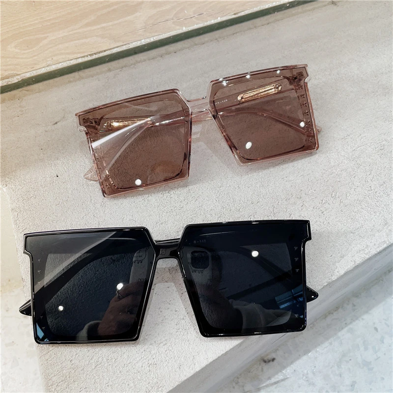 新款时尚太阳镜复古方框防晒黑色墨镜女大脸个性防紫外线潮人眼镜