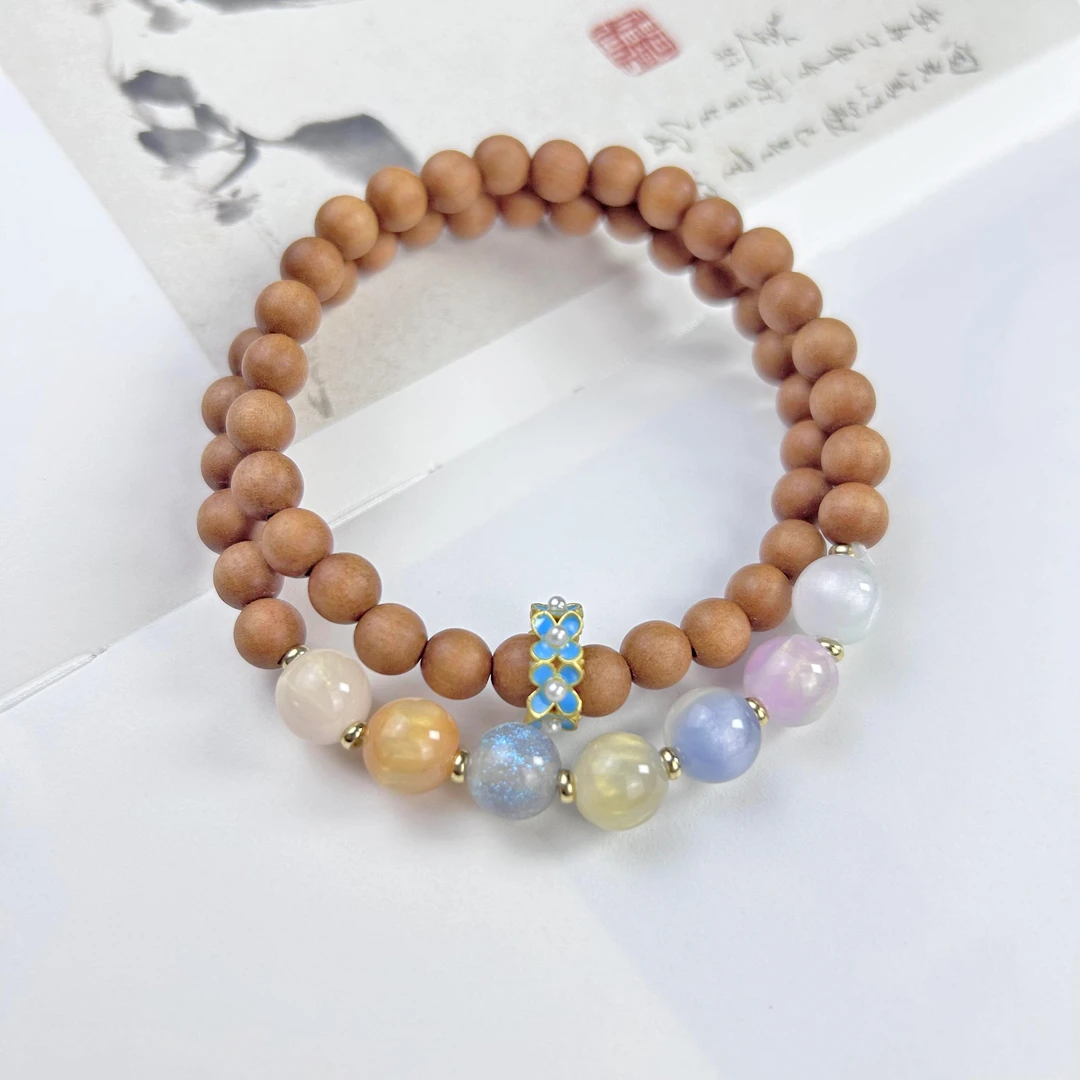 【福利款】流沙花冠 芭比檀双圈款+流沙石文玩手串6mm YJ-18