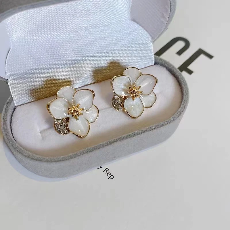 铜合金耳饰 『海棠花』清新精致甜美温柔设计感超仙耳饰C-053