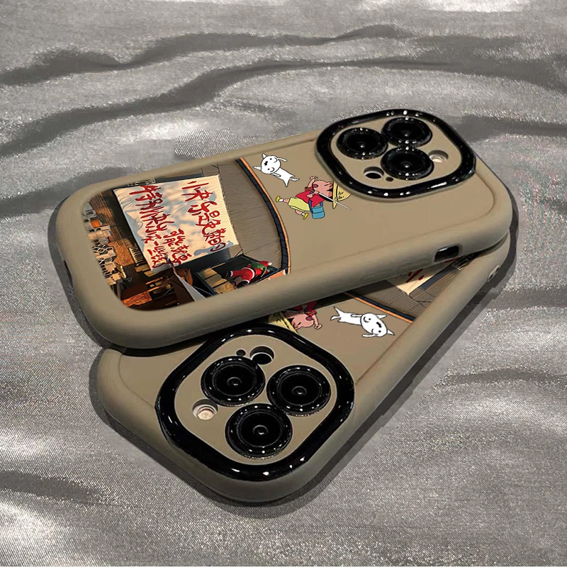 蜡笔小新苹果15手机壳13高级14promax泡芙壳12防摔11全包XR网红XS