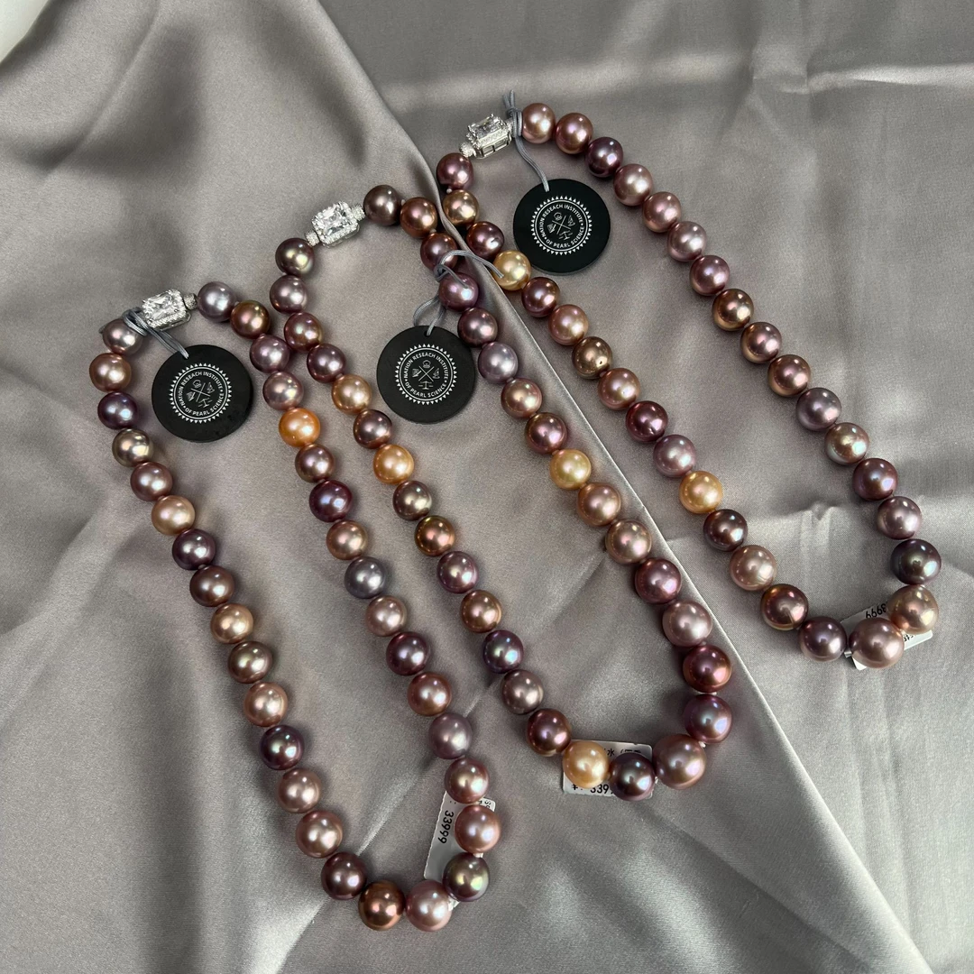 【菀儿】S925银 淡水紫（四季彩）珍珠项链 12-14mm X916 多样性发一